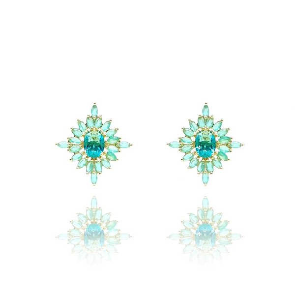 Brinco Etoile Cristal Turmalina Ouro Amarelo 18K