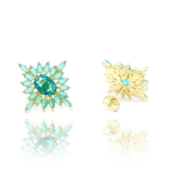 Brinco Etoile Cristal Turmalina Ouro Amarelo 18K