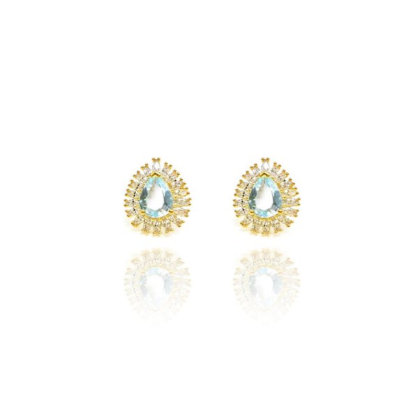 Brinco Tibet com Cristal Erinite Ouro Amarelo 18K