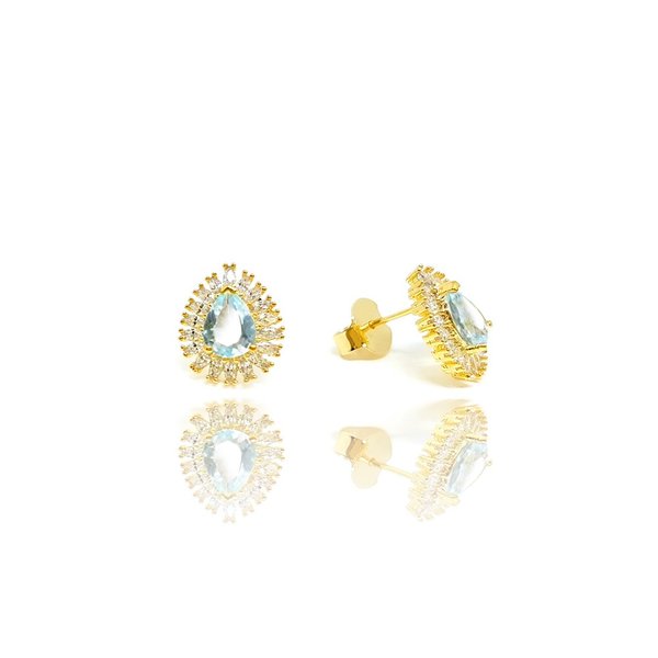Brinco Tibet com Cristal Erinite Ouro Amarelo 18K