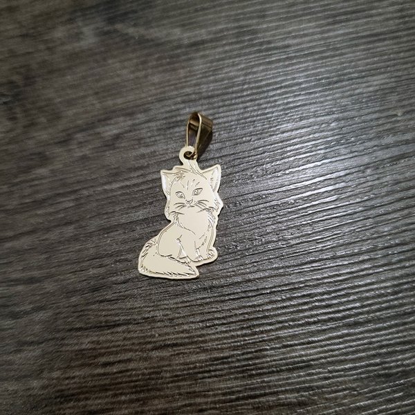 Colar Meu Lindo Gato Ouro Amarelo 18K