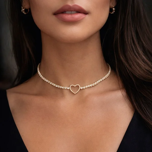 Colar Choker Heart Dourado
