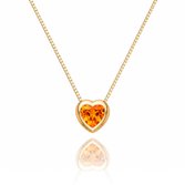 Colar Coração Aura Cristal Laranja