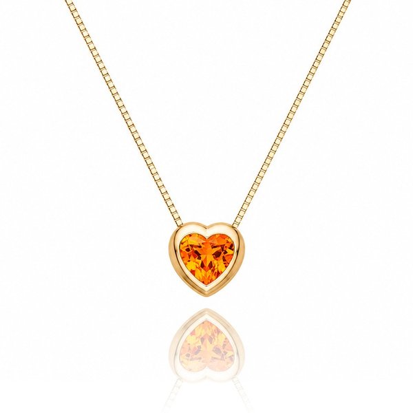 Colar Coração Aura Cristal Laranja