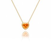 Colar Coração Cristal Laranja Ouro Amarelo 18K