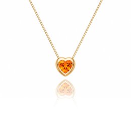 Imagem de Colar Coração Cristal Laranja Ouro Amarelo 18K