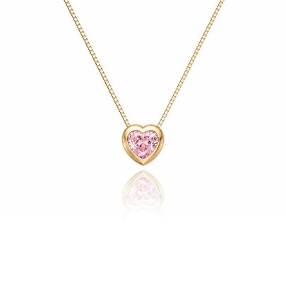 Colar Coração Aura Cristal Rose