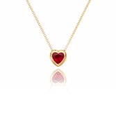 Colar Coração Aura Cristal Vermelho Rubi