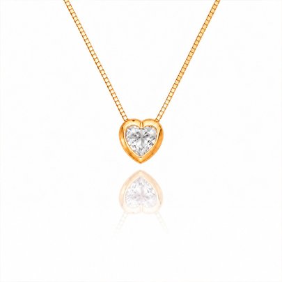 Colar Coração Aura Cristal Brilhante