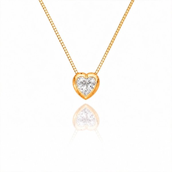 Colar Coração Aura Cristal Brilhante
