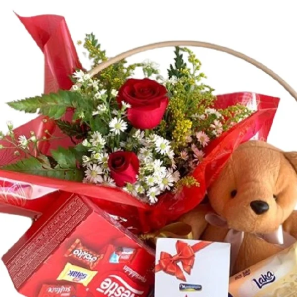 Cesta Flores e Chocolates