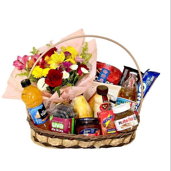 Cesta Lanche da Tarde Com Flores