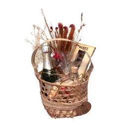 Imagem de Cesta Delicada com Doces & Flores Secas e Chandon