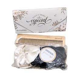 Imagem de Kit Anti-Frizz Pente de Bambú e Scrunchies 