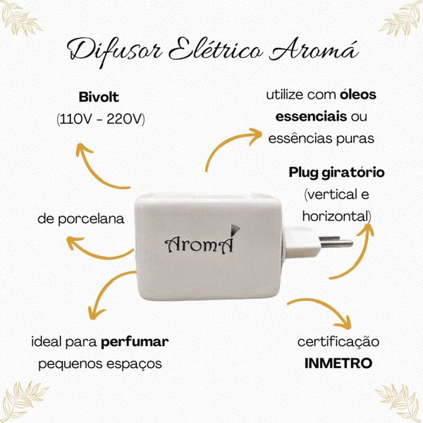 Kit 3 Essências Aromáticas Puras e Difusor Elétrico Ar