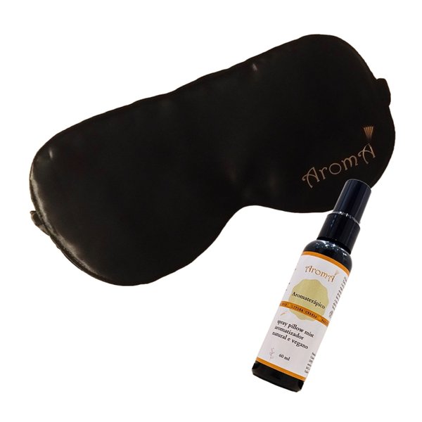 Kit Durma Bem Spray Pillow Mist Máscara de Cetim Aromá
