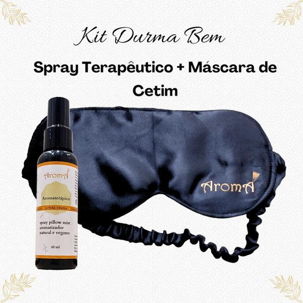 Kit Durma Bem Spray Pillow Mist Máscara de Cetim Aromá