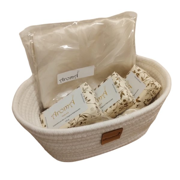 Cesta Bem-estar Aromá - 3 Sabonetes Fronha Scrunchie
