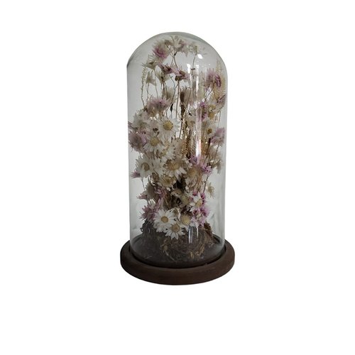 Redoma de vidro com flores naturais 