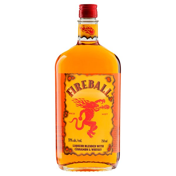 Kit Licor de Canela, Whisky Fireball 750ml e 2 Copos 