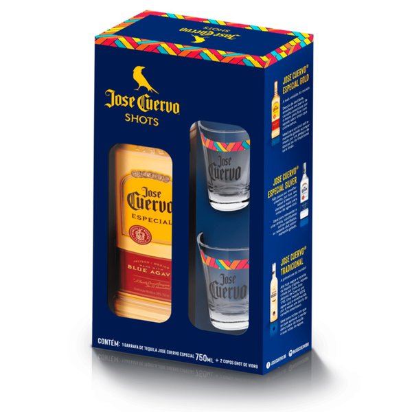 Kit Tequila José Cuervo Reposado 750ml e 2 Copos
