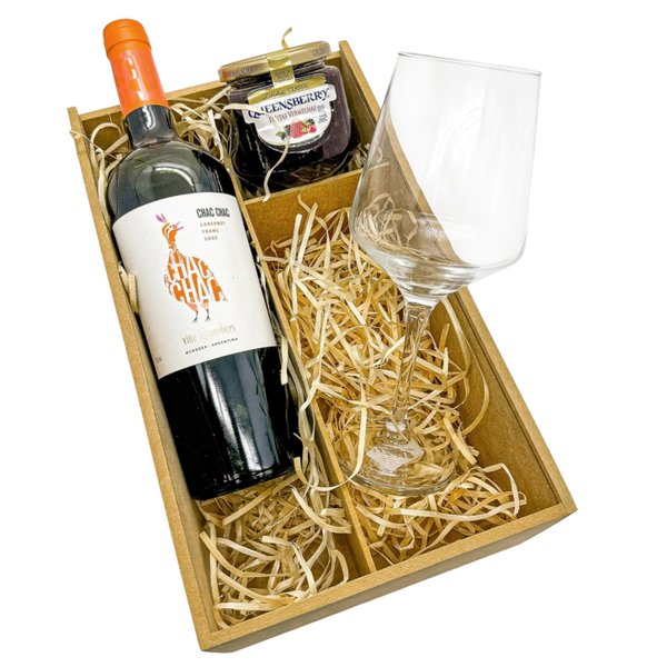 Kit Presente Especial Vinho e Geleia + Taça
