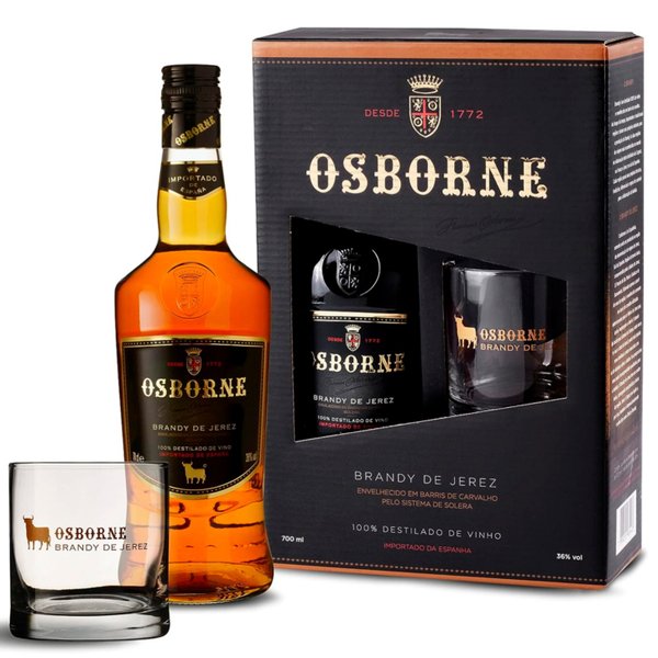 Combo Brandy de Jerez Osborne 700ml e Copo