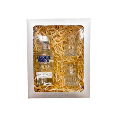 Kit Presente Vodka Absolut  200ml + 2 Copos Shot