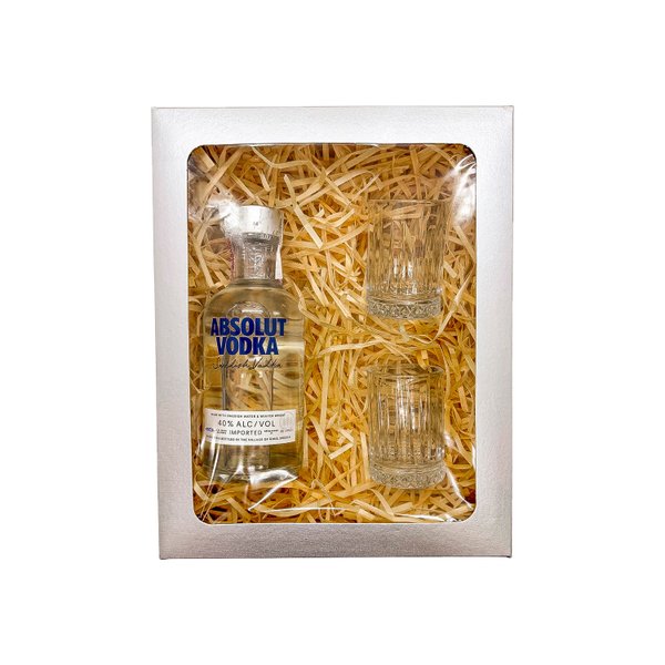 Kit Presente Vodka Absolut  200ml + 2 Copos Shot
