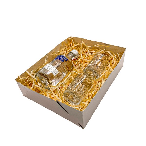 Kit Presente Vodka Absolut  200ml + 2 Copos Shot