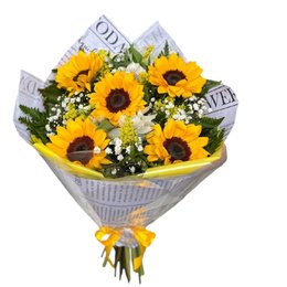 Imagem de Buquê 5 Girassóis Alegres