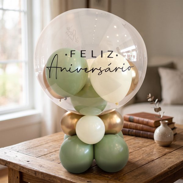 Balão decorado -  Feliz Aniversário 