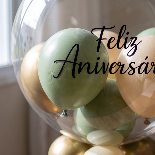 Balão decorado -  Feliz Aniversário 